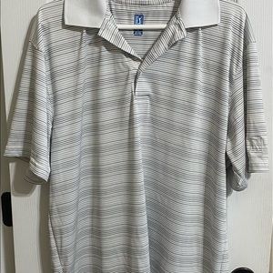 pga tour golf shirt xl  White And Blue Stripped